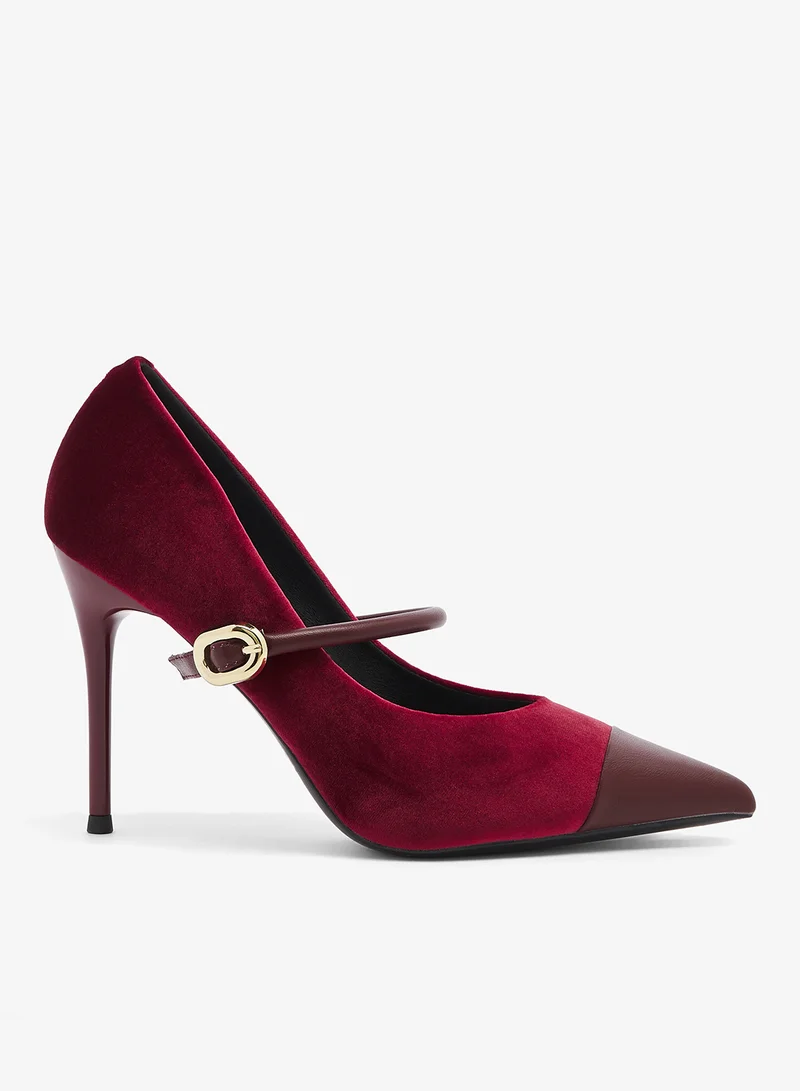 ELLA Suede Strap Buckle Detail High Heel Pumps